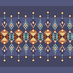 Navajo tribal seamless vector pattern. Purple, pastel tones. Native American ornaments. Abstract geometric background. Aztec native style. For decoration, vintage clothing, textiles, fashion, etc.