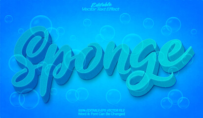 Sponge Vector Text Effect Editable Alphabet Blue Clean Soap