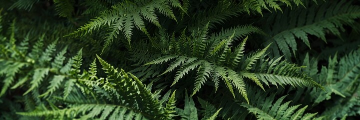 Fototapeta premium A green leafy plant with many leaves. The leaves are green and have a shiny appearance. The plant is growing in a forest