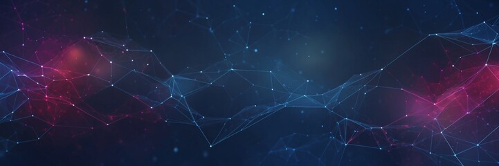 A blue and red background with a line of dots. The dots are in different sizes and are scattered throughout the background