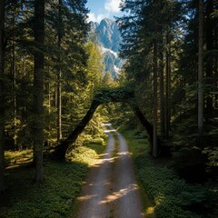 Obraz premium Mountain Path Through the Trees