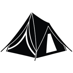 Silhouette Tent Vector Illustration.