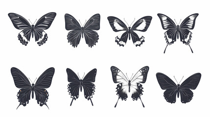 Fototapeta premium Butterfly collection,Butterfly Vector Silhouettes. Decorative Insect Collection.