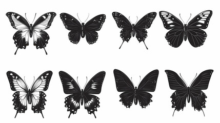 Fototapeta premium Butterfly collection,Butterfly Vector Silhouettes. Decorative Insect Collection.