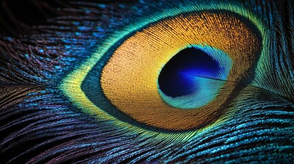 Obraz premium Close-up of a Peacock Feather's Eye Pattern