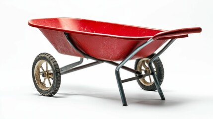 Red Wheelbarrow with Metal Frame and Wheels