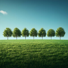 Obraz premium green field and blue sky