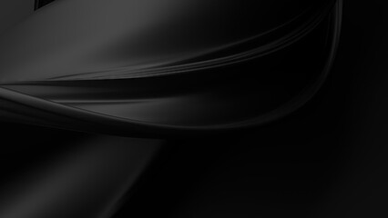 Fototapeta premium Wavy Curves Black Delicate Modern Artistic Elegant Modern 3D Rendering Abstract Background