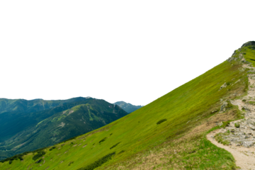 Beautiful mountain landscape with a mountain path. Tatra Mountains. Isolated object.