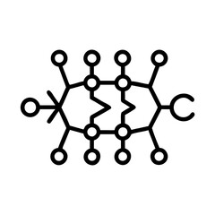 Molecule structure icon, black and white, chemistry and science concept