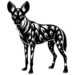 African wild dog silhouette vector illustration 