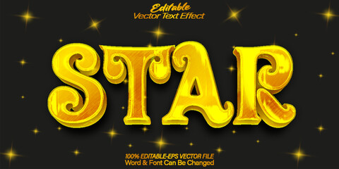 Star Vector Text Effect Editable Alphabet Sky Yellow Shine Light Cosmic Space Galaxy