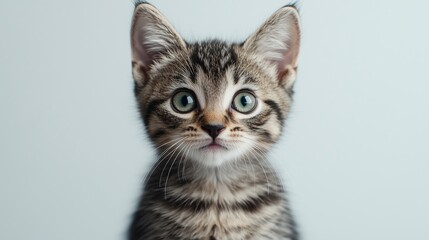 The Charming Expression of a Playful Young Tabby Kitten