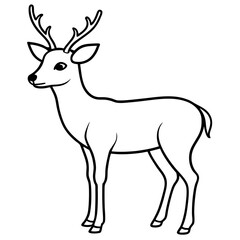 Deer line art vector illustration