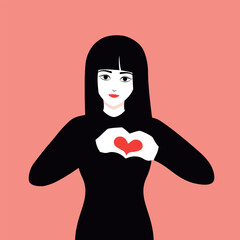 Woman with a heart in her hands is holding a heart