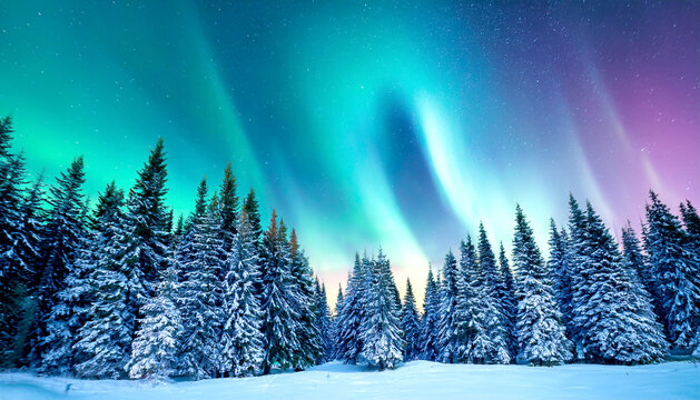 Tannenbaum mit Nordlichtern 