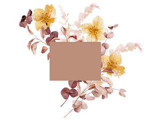 Watercolor autumn floral frame