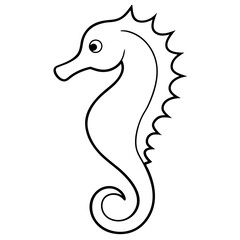 Seahorse line art vector illustration