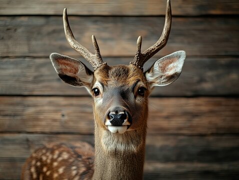 deer isolated on wooden background