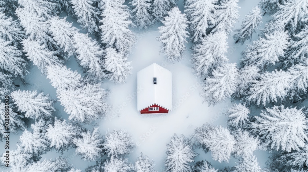 Canvas Prints A house in the middle of a snowy forest