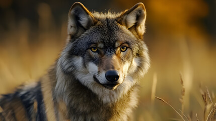 Obraz premium Grey wolf (Canis lupus) portrait.
