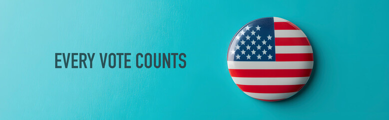 text every vote counts and US flag, banner