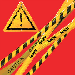 Warning sign, danger, caution tape vector