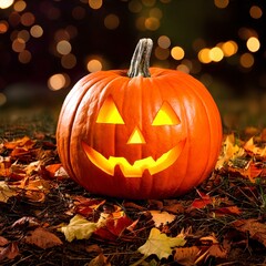 a pumpkin with a face. Thanksgiving day.