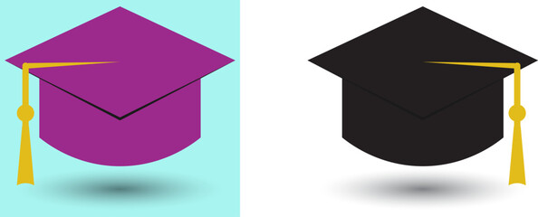 Graduation cap icon. Student hat filled academic cap illustration.