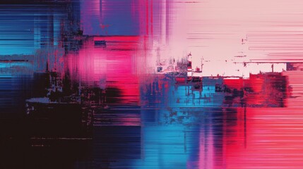 A striking abstract digital art piece featuring bold pink and blue strokes that create a dynamic visual impact.