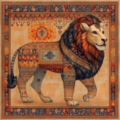 Lion adorned with luxurious Banarasi Silk