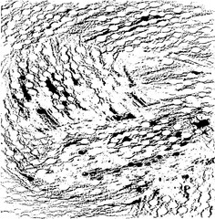 Rough, irregular texture composed of monochrome geometric elements. Overlay distressed grunge background. Abstract vector illustration. Isolated on white background. EPS10