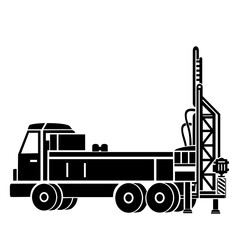 Vector illustration, logo, icon of a car and a drilling rig. The construction industry. Isolated on a white background.