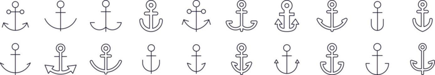 Anchor Outline Icon Collection. Editable Stroke. Perfect for Infographics, Articles, Books, Flyers, Banners © RaulAlmu