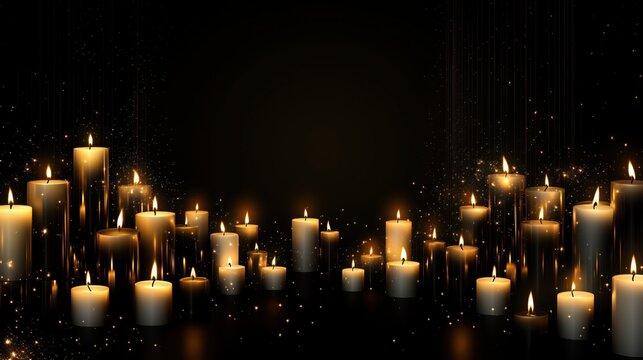 thousend of thin white and smal candels on a totaly black background