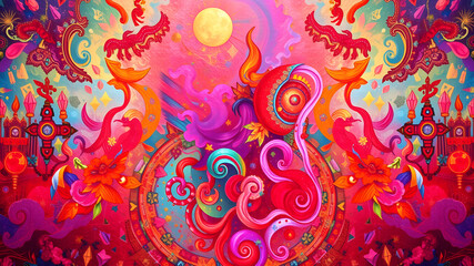 Artifical Intelligence generated abstract colorful background.  AI generated image.