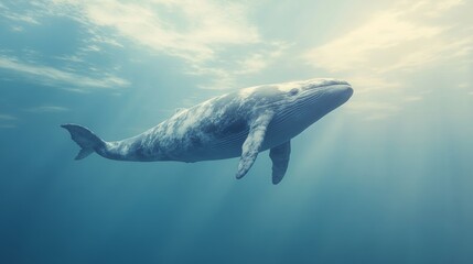Fototapeta premium A whale is swimming in the ocean