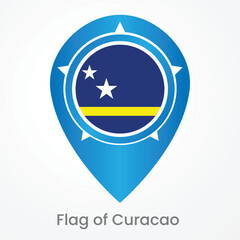 Flag Of Curacao Round pin. Vector icon with the flag of the country.