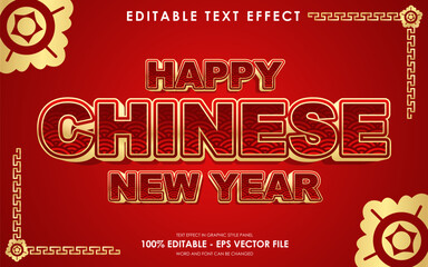 Editable Happy Chinese New Year Text Effect with chinese theme background
