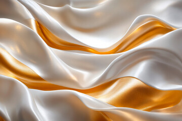 Obraz premium Gold And White Abstract Wavy Fabric Background