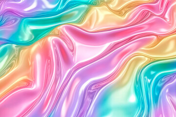 Obraz premium Rainbow Holographic Iridescent Wavy Background 