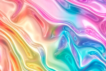 Obraz premium Rainbow Holographic Iridescent Wavy Background 