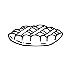 Autumn apple pie. Bakery. Doodle. Vector illustration. Hand drawn. Outline.