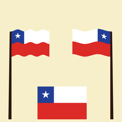 Set Of Wave Flag of Chile