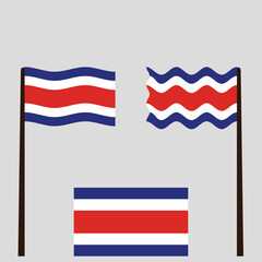 Set Of Wave Flag of Costa Rica