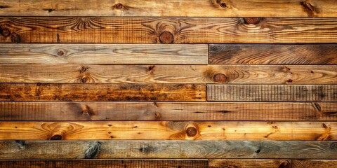 Obraz premium A Rustic Wooden Wall Composed of Reclaimed Planks, Each with Unique Grain Patterns, Colors, and Knots