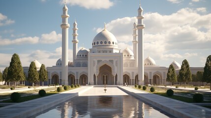 Obraz premium Majestic View of the Grand Mosque or Masjid in Abu Dhabi at Sunset