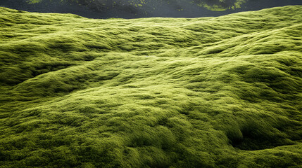 Iceland lava field covered with green moss.