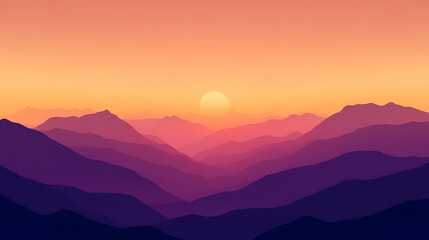 Obraz premium A breathtaking sunrise illuminating the majestic mountains with vibrant orange and soft purple hues background