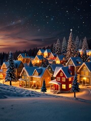 Fototapeta premium Christmas greeting card with and red color background Christmas no text Tree Decorations, Pine Branches, snowflake and confetti.